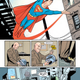 Superman flying out of Lex Luthor's apartment while Lex wanders into his secret evil lab.